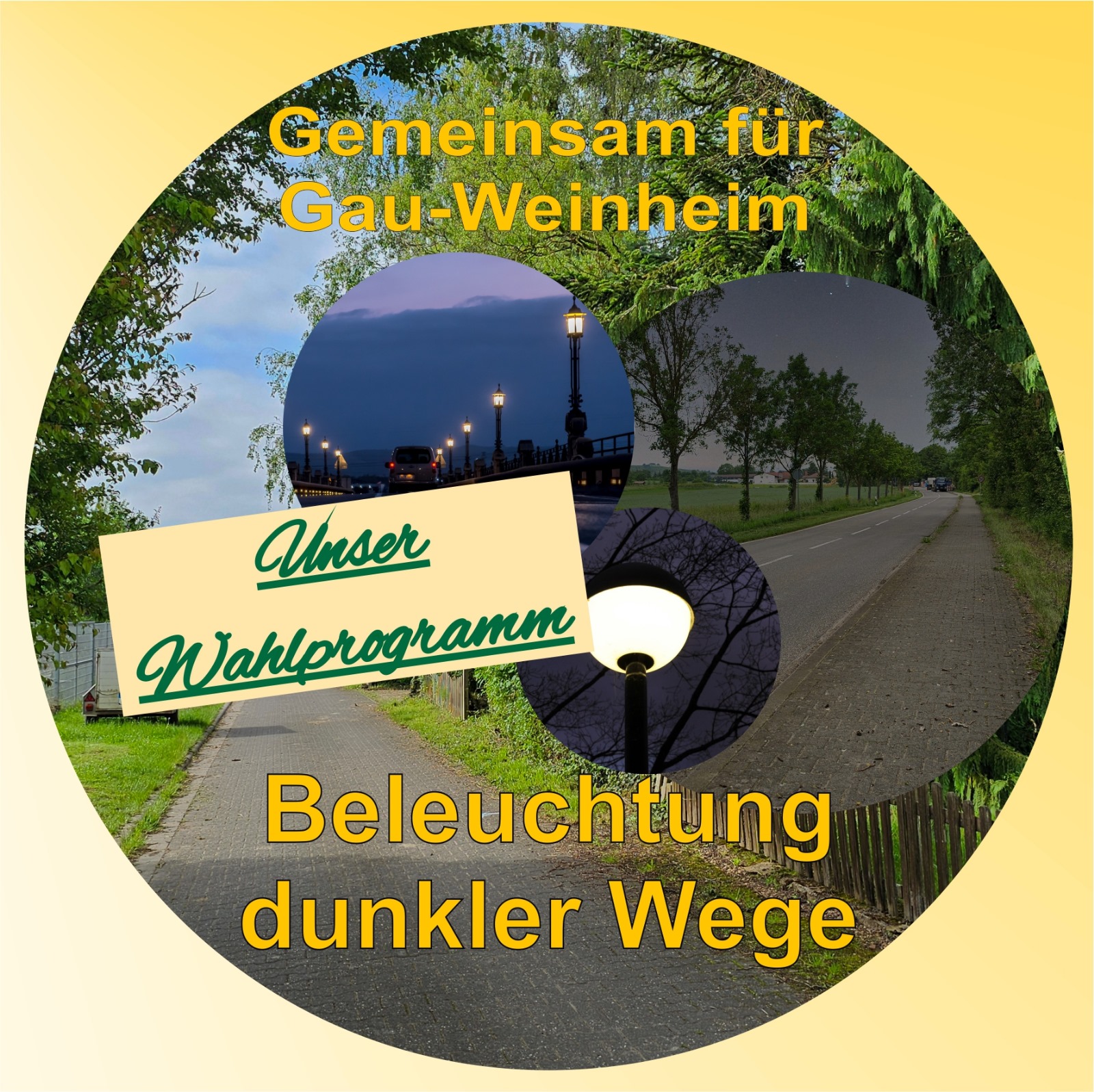 Beleuchtung dunkler Wege (innerorts und Richtung Wallertheim)